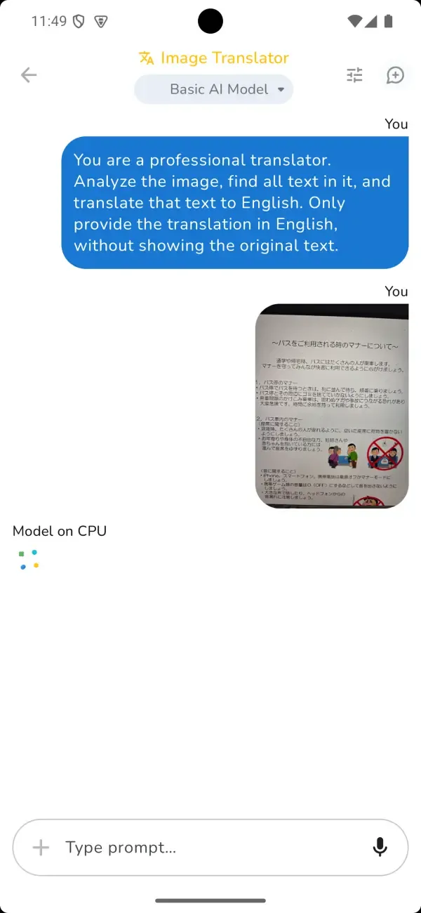 OCR translation workflow converting an image into translated text on Android