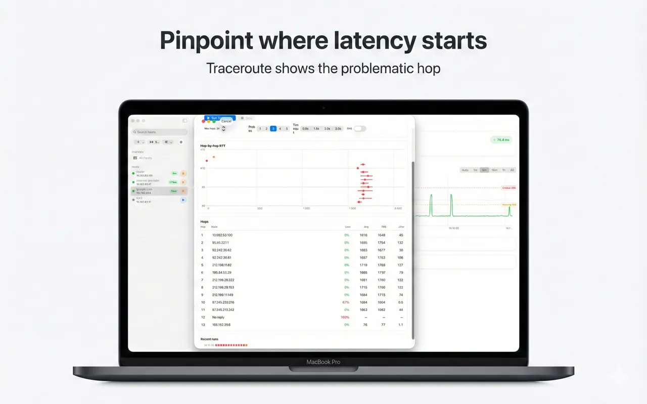 Detailed host monitoring interface in NetPing Monitor