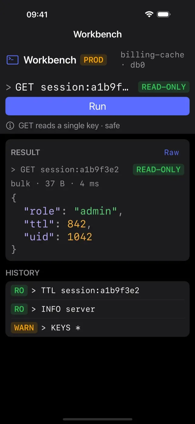 CacheDeck Workbench console running commands against a server